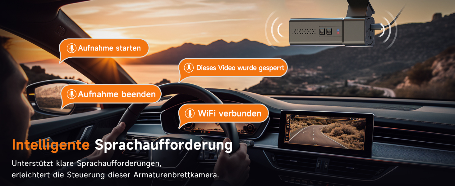 Відеореєстратор Veement Dashcam Auto Vorne 2.5K з WiFi, 1440P, 32GB SD, ParkWatch, Нічне Бачення, G-Sensor, Loop, APP, Чорний