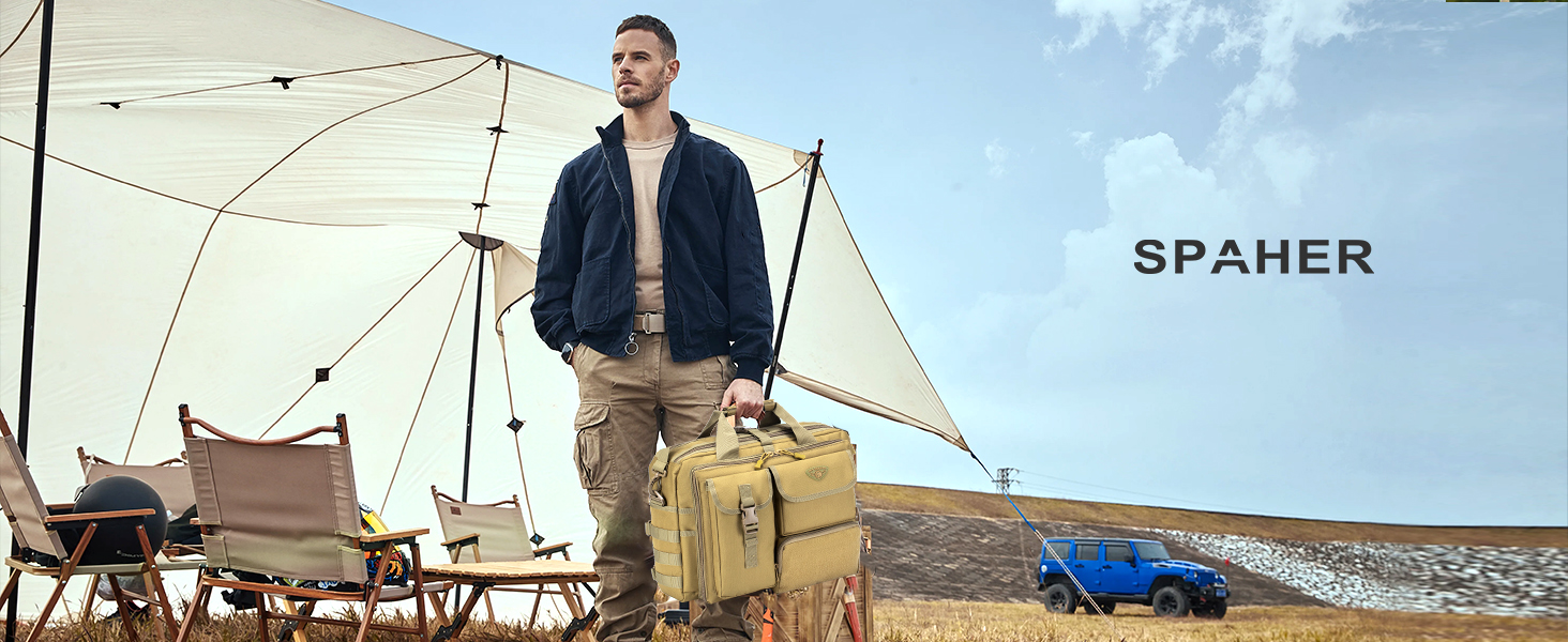 SPAHER Work Bag for Men Laptop Bag 14/15.6/17.3 Inch Messenger Bag Pilot Bag Briefcase Men Tactical Bag Military Bag Carry Bag Shoulder Bag for Men