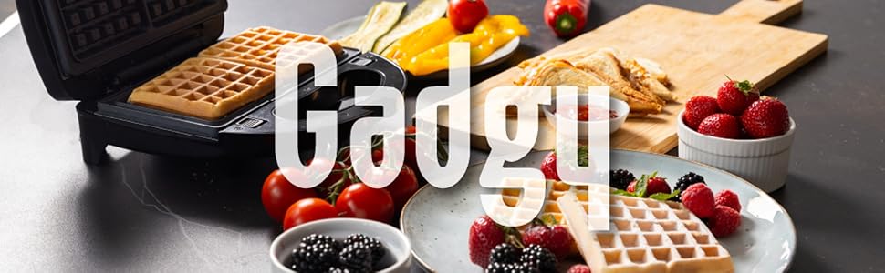 Електричний вафельниця Gadgy для 2 вафель, 1200 Вт, швидкий нагрів, рівномірне пропікання, компактний дизайн, білий колір