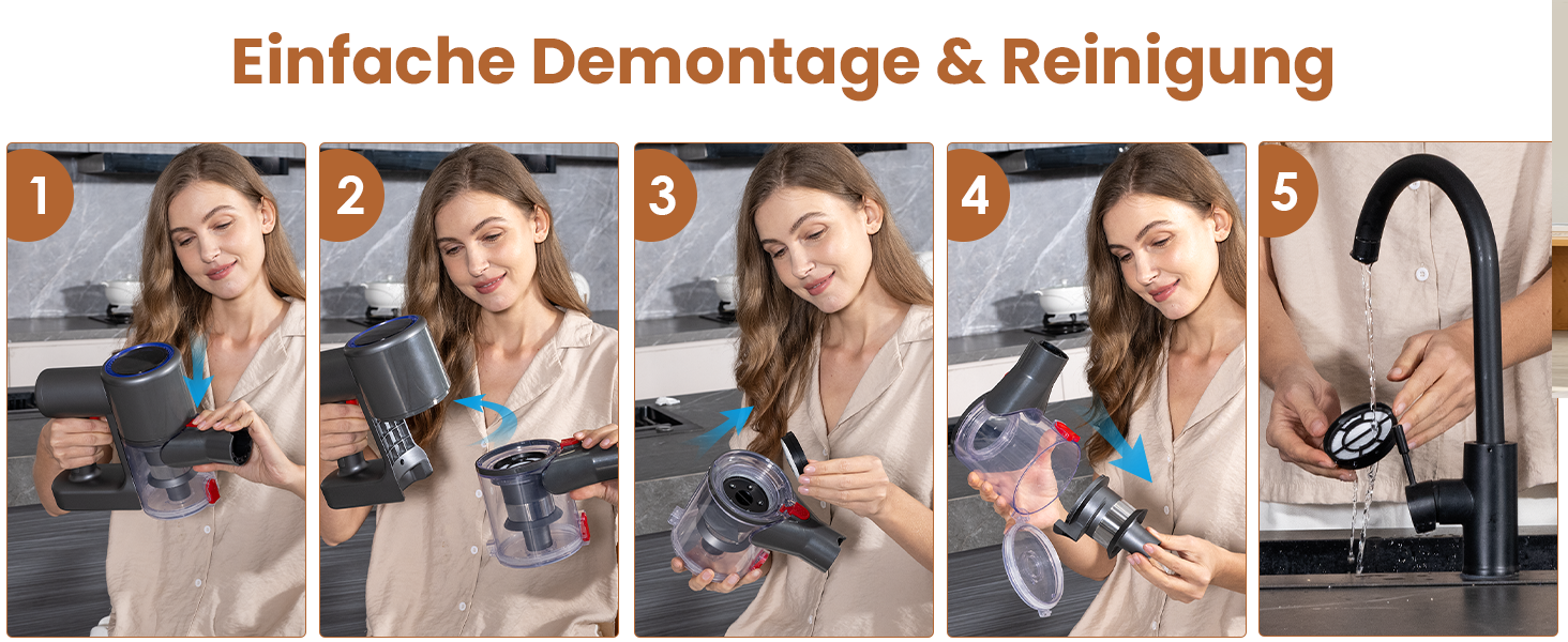 Версліф: Бездротовий акумуляторний пилосос 500W, 45 хв роботи, 40kPa, з LED-дисплеєм, для дому, авто, прибирання шерсті тварин, синій