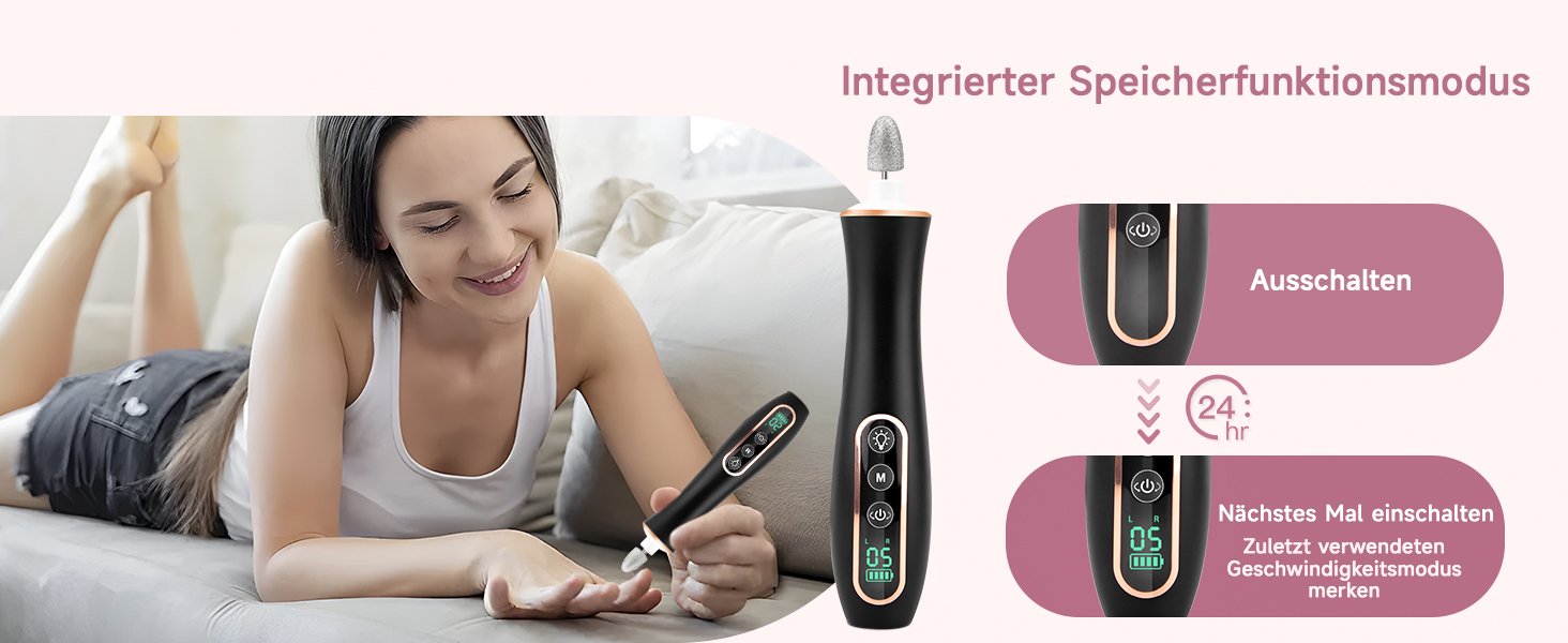 Електричний набір для манікюру Karrong: бездротовий фрезер з 10 насадками, LED-підсвічування, для гель та акрил