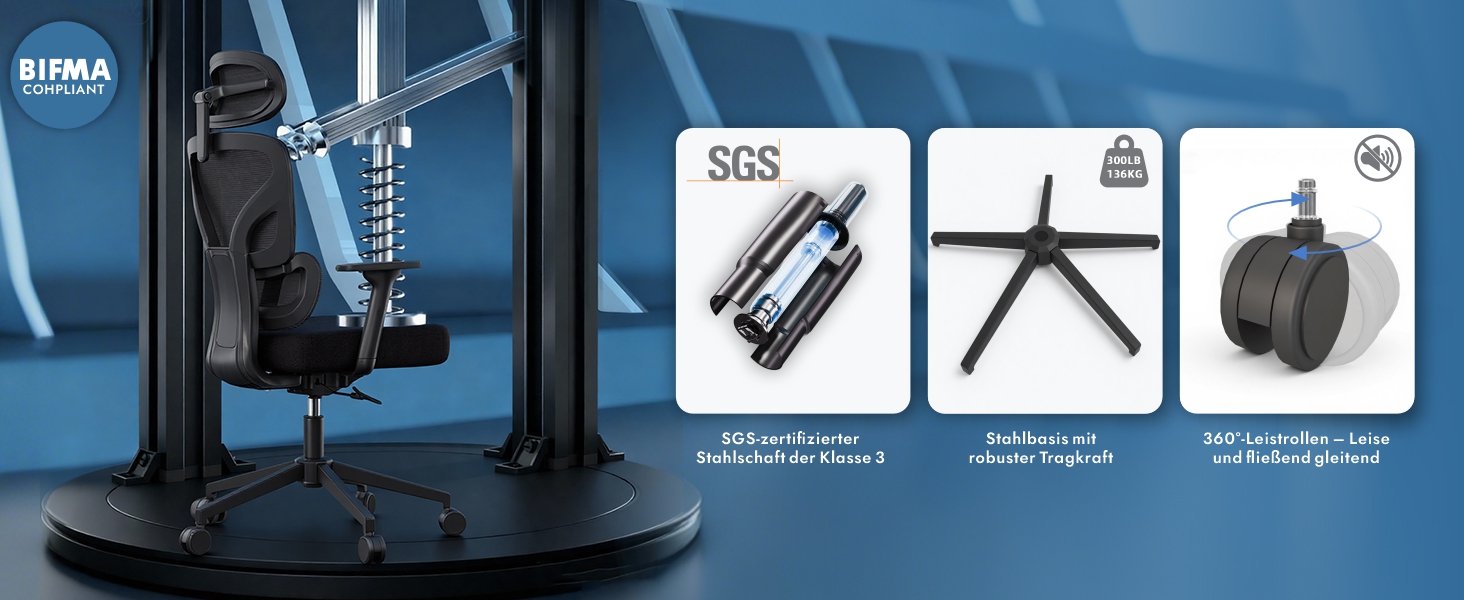 Ергономічне крісло для офісу та геймінгу з регульованою підголівником та 3D підлокітниками, підтримкою попереку, чорне