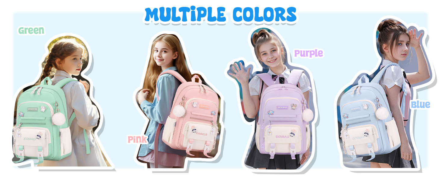 Шкільний рюкзак Tanou для дівчаток, підлітків, 3-7 клас, велика місткість, легкий нейлон, чорний