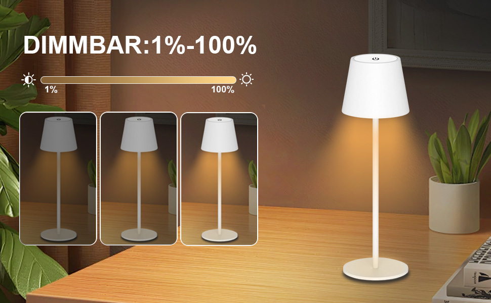 Акумуляторна LED-лампа Antela настільна бездротова диммерна, IP44, чорна, 2 шт. для дому/кафе/бару