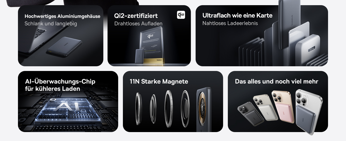 Power Bank Baseus Picogo AM41: 10000mAh, Qi2 Magsafe, 27W PD, бездротова зарядка 15W, USB-C, для iPhone 17/16/15/14/13/12, Space Gray