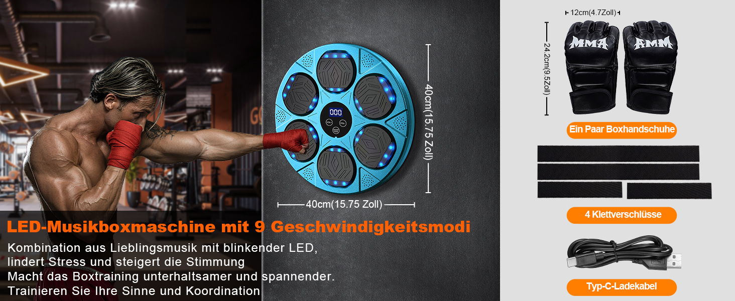 Music Boxing Machine with Bluetooth & LED Lights - Fitness Punching Bag for Adults & Kids