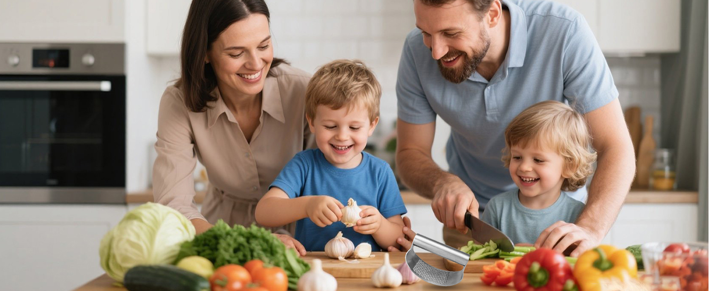 Прес для часнику з нержавіючої сталі - багатофункціональний прес для часнику з силіконовим очищувачем та щіткою для чищення. Можна мити в посудомийній машині (срібний)
