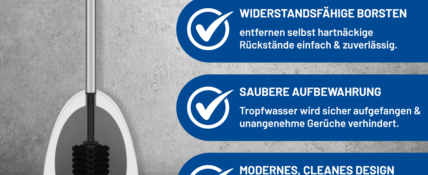 Набір для туалету Rival Recycling з щіткою для чищення країв – ергономічна щітка для унітазу з перероблених матеріалів для швидкого та ретельного прибирання – щітка для унітазу з тримачем (білий, ергономічна)