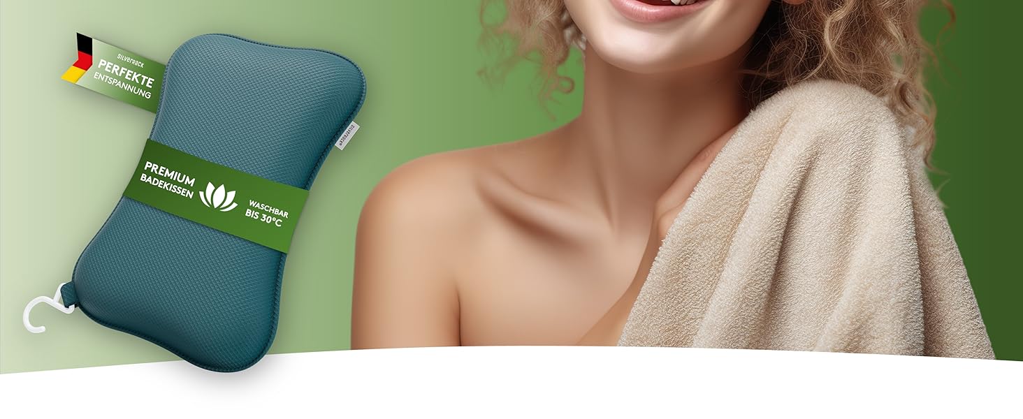 Преміум подушка для ванни Petrol - зручна підтримка голови та шиї. Подушка для ванни з присосками, аксесуар для спа-процедур. Якісна подушка для ванни.