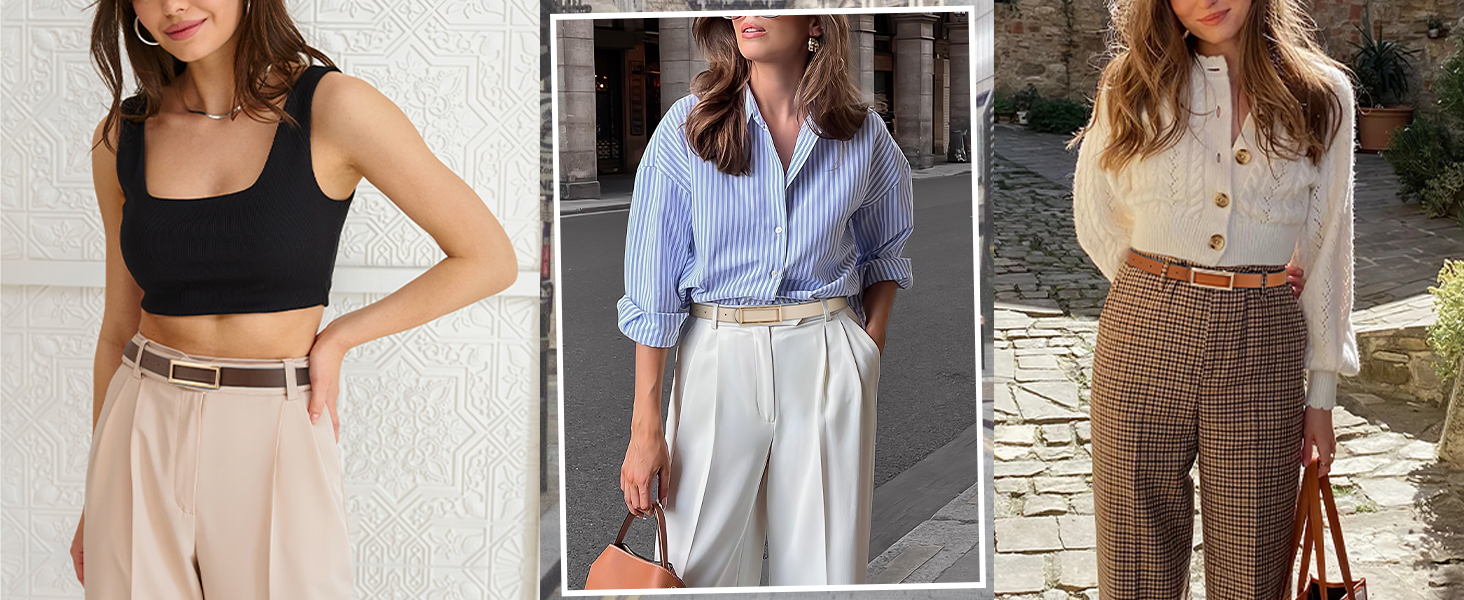 Жіночий ремінь VONMELLI вузький шкіряний, з золотою пряжкою, чорний/коричневий (срібна пряжка), 120 см (93-103 см талія)