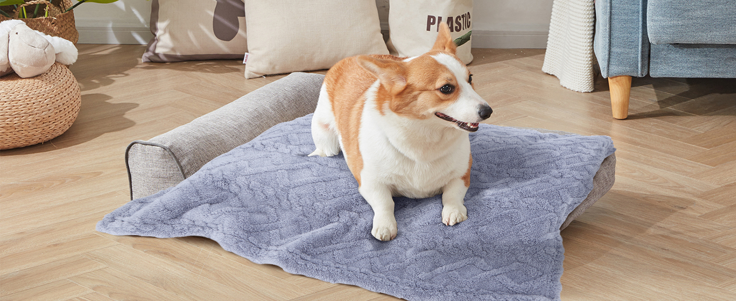 Водонепроникний коврик для собак Nobleza XXL (203 x 152 см), м'який та пухнастий, для собак та котів, можна прати в пральній машині, двосторонній чохол для захисту дивану, (M (100 x 75 см), світло-блакитний)