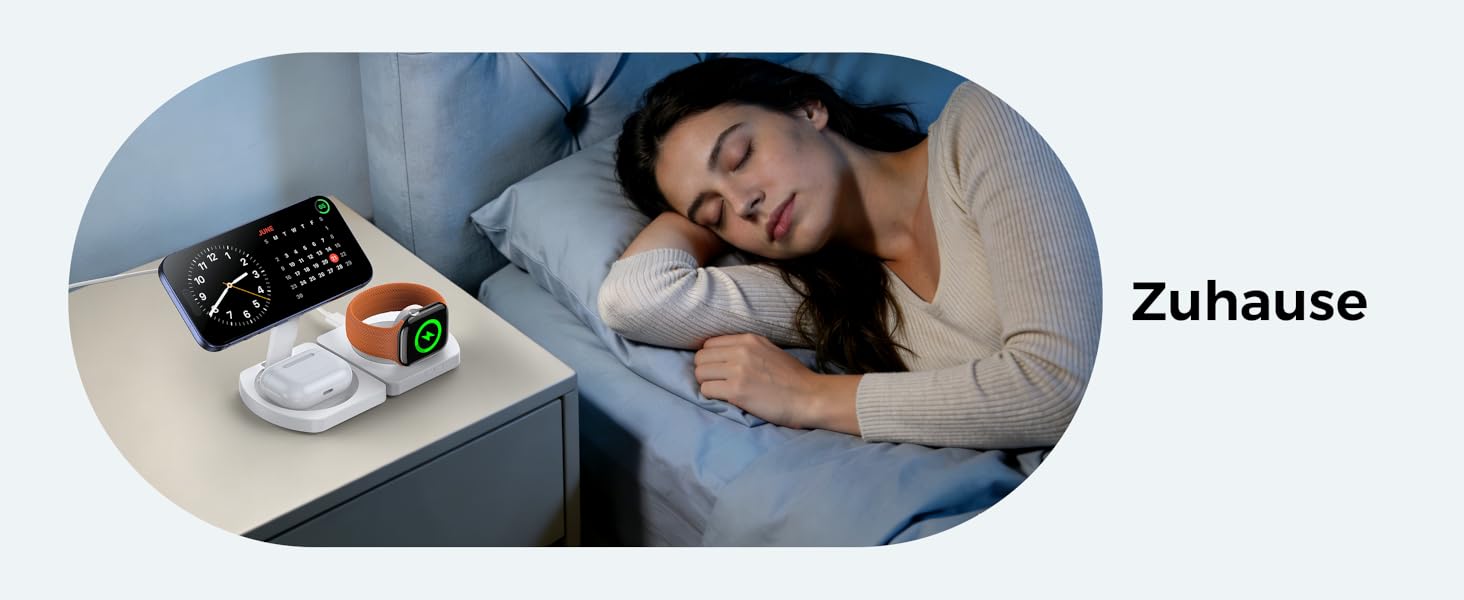 Бездротова зарядка Induktive для iPhone (MagSafe) 3-в-1: Apple Watch, AirPods, iPhone 17 Air/16/15/14/13/12 (Білий)