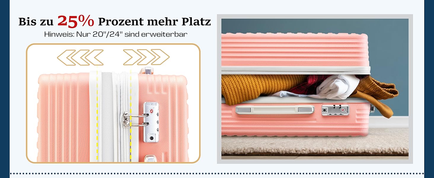 Набір валіз Joyway: велика валіза з ABS-пластику, 4 колеса, TSA-замок, сумка для ручної поклажі та кульбага (Рожевий)