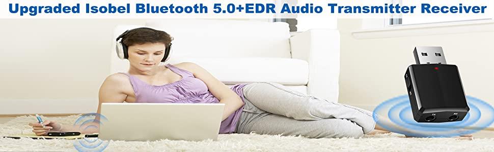 Isobel Bluetooth Передавач/Приймач 2-в-1: Адаптер Bluetooth 5.0 з низькою затримкою для TV/PC/Laptop. Підтримка Optical, Toslink, RCA, 3.5mm AUX. Dual Link (USB)