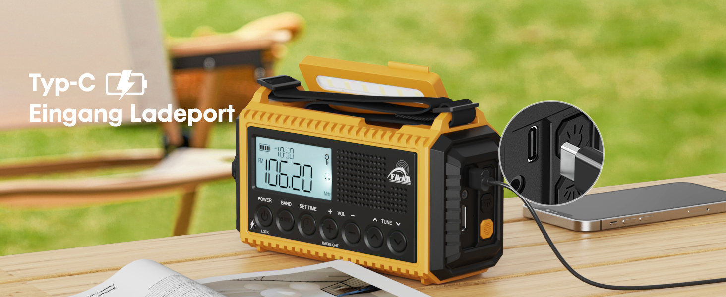 Радіоприймач Kurbelradio 12000mAh з сонячною панеллю та ручкою, AM/FM/SW, USB-зарядка, ліхтарик, SOS-сигнал, для кемпінгу та надзвичайних ситуацій, зелений