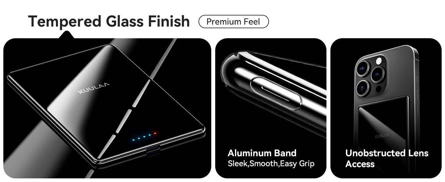 Power Bank Kuulaa Ultra Slim 5000 mAh з MagSafe, Type-C 20W, Швидка зарядка, 7.2 мм, для iPhone 16/15/14/13/12, чорний