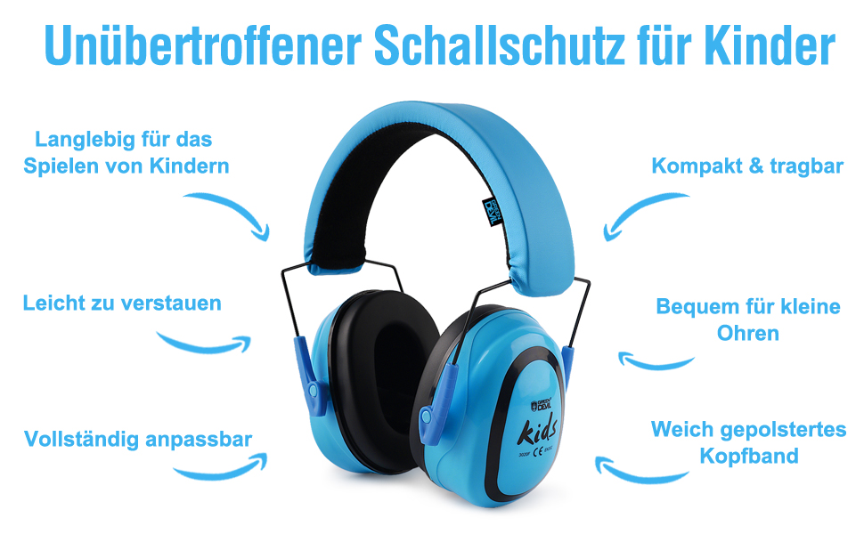 Навушники для дітей Green Devil - захист від шуму, блакитні (SNR27.4)