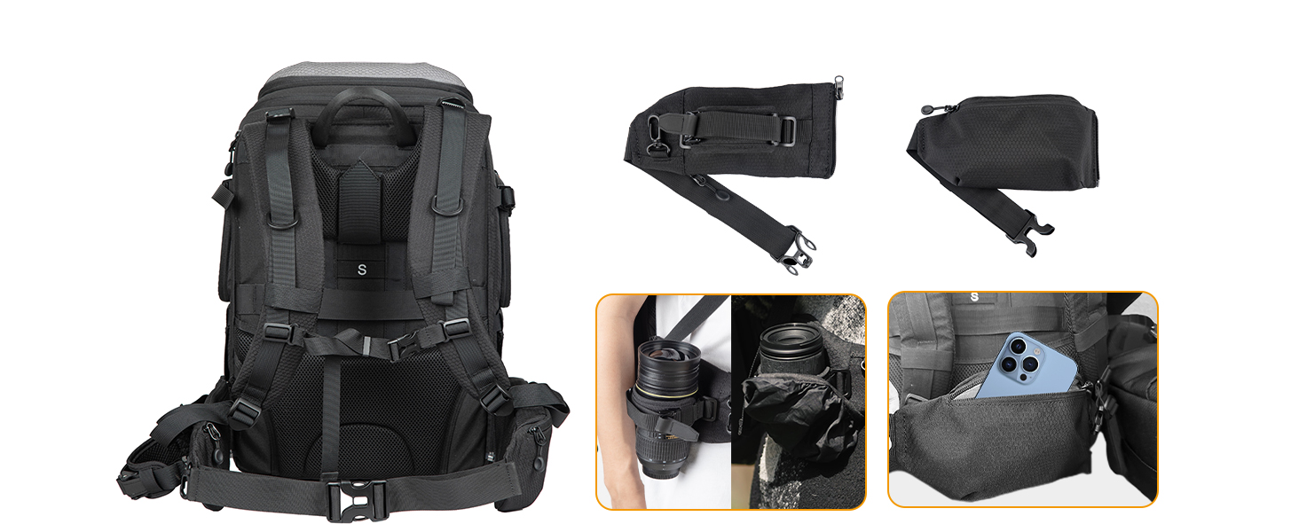 Рюкзак для камери Tarion HX-XL, 2-в-1, чорний, сірий, водонепроникний, з відділенням для ноутбука 15,6 дюймів