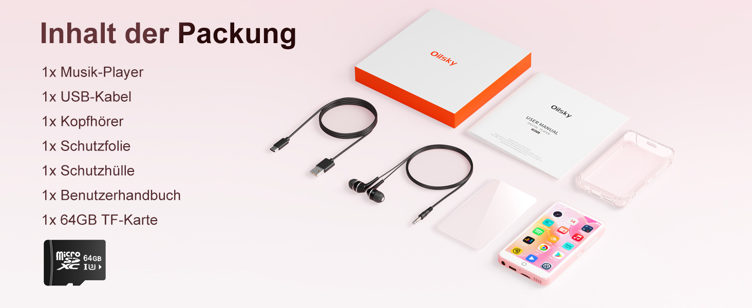 MP3 плеєр Oilsky 80GB з Bluetooth, WiFi, Android 9.0, 4