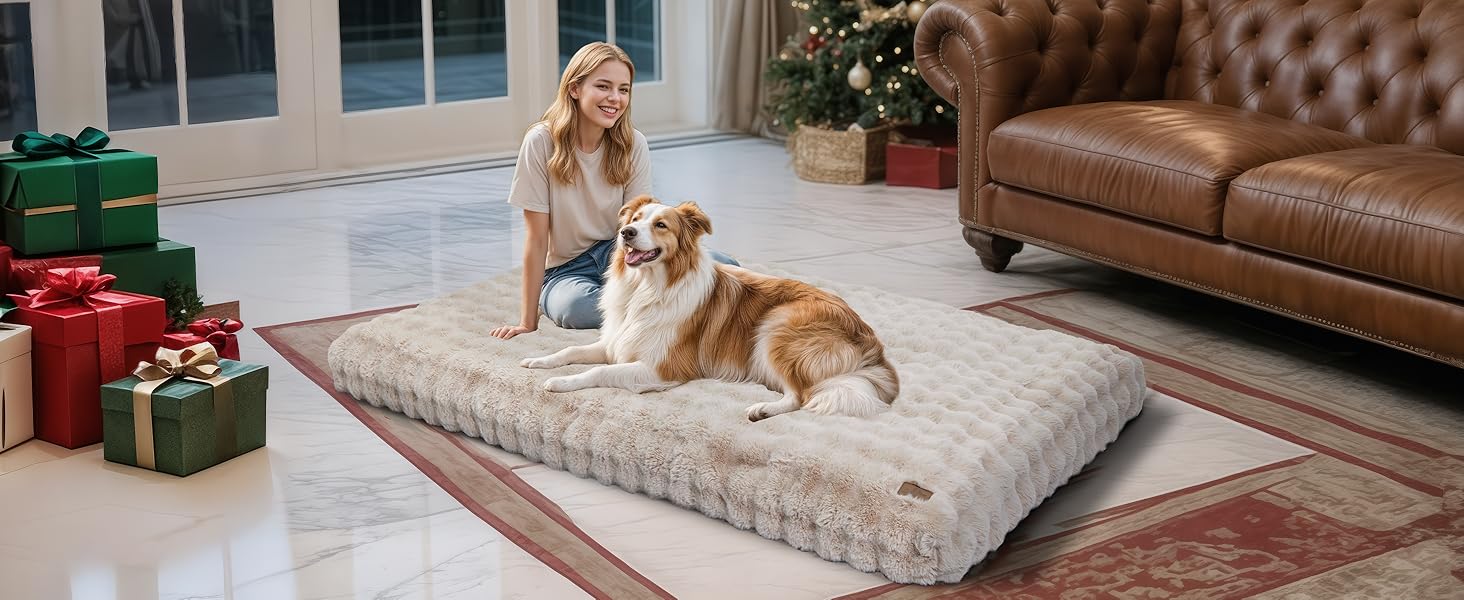 Крісло-ліжко для собак BingoPaw: м'яке, миється, велике, середнє, водонепроникне, антиковзаюче, бежеве, 90x60x10 см