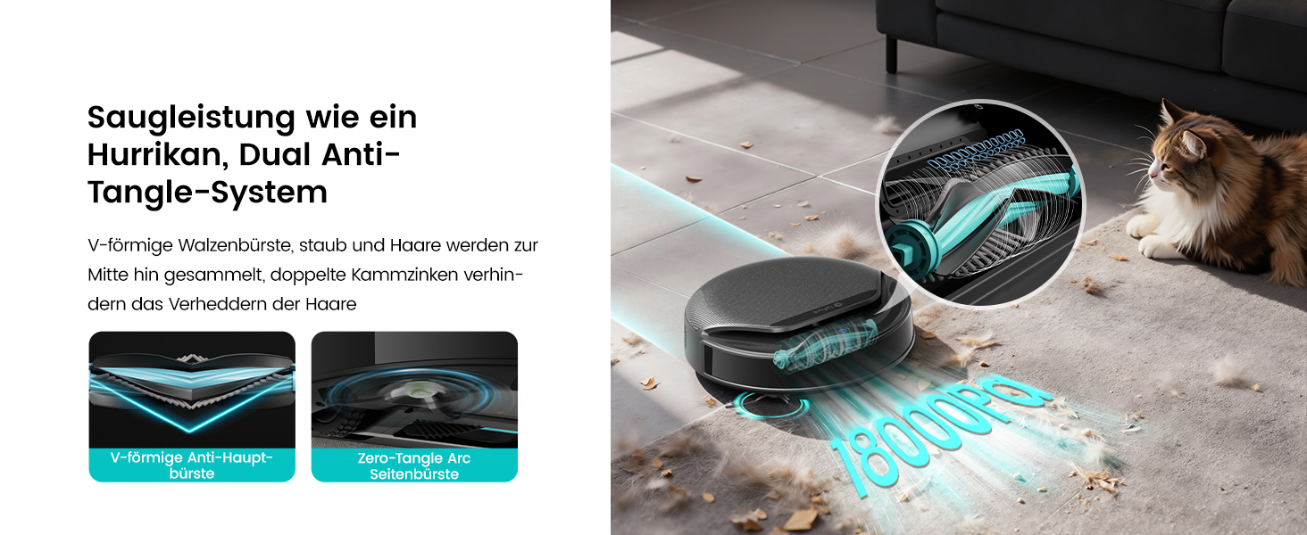 Робот-пилосос LEFANT M5 Pro-B з пультом дистанційного керування, 2200Pa, для шерсті тварин, з базою для зарядки, сумісний з Alexa та керуванням через APP, час роботи 120 хв