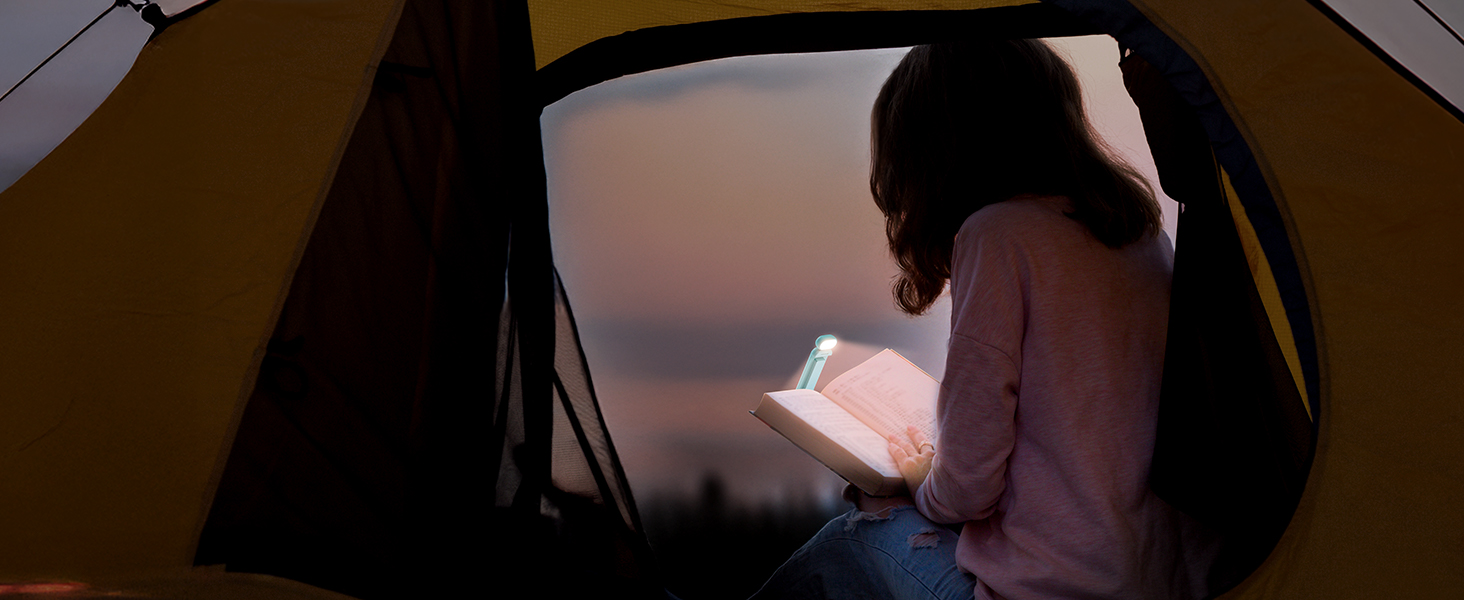 Ліхтарик для читання Gritin з кліпсою, акумуляторний, 7 LED, 3 режими світла, диммер, 5 рівнів яскравості, синій