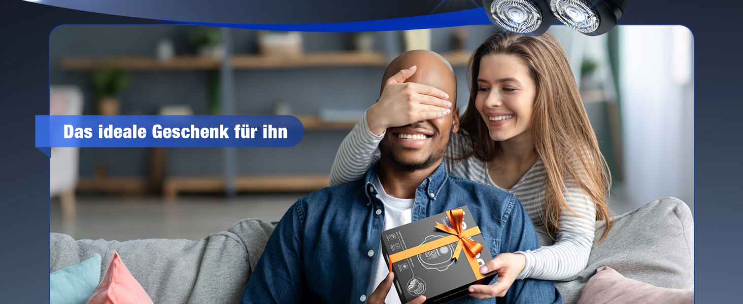 Електрична бритва для гоління голови Glatzen 7D Bold – професійна бритва для лисих, водонепроникна, з акумулятором Type-C, 2 режими, синя