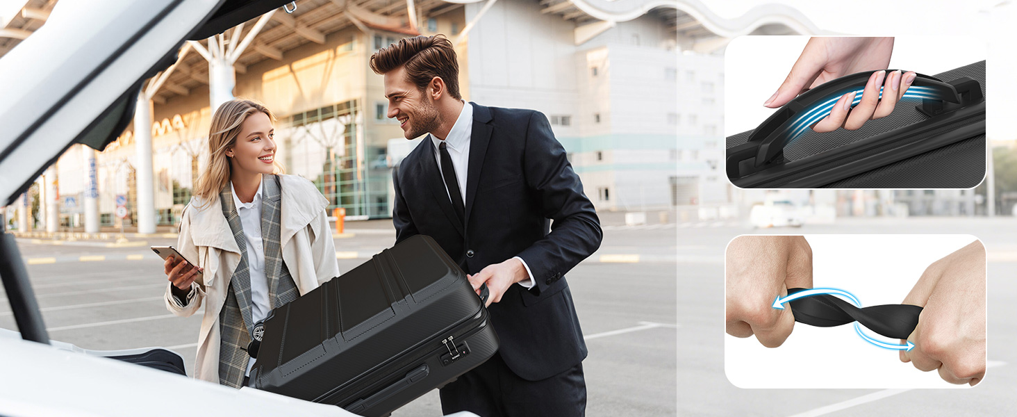 Чемодан-валіза KONO з ABS+PC: міцний, з TSA-замком та 4 колесами (52 см, чорний)