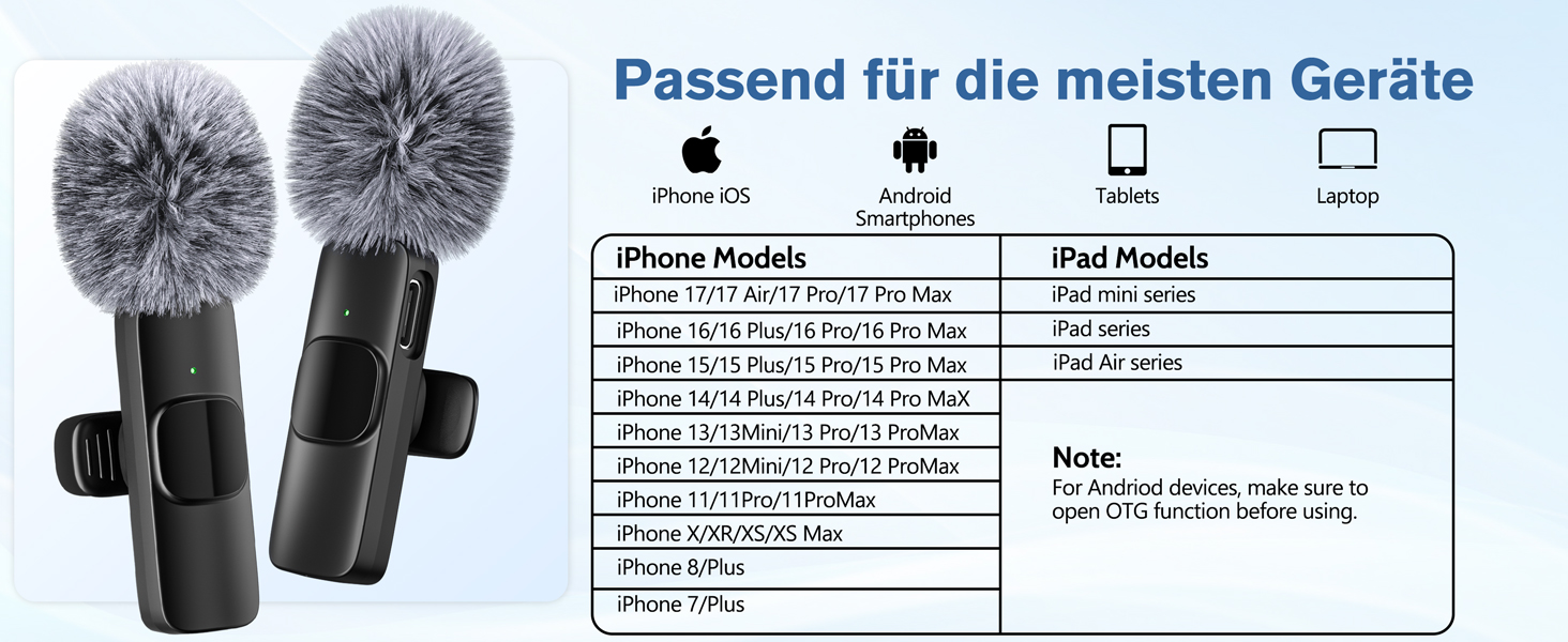 Мікрофон Lavalier Mini Mic Pro (2 шт.) з USB-C для iPhone, iPad, Android - для відео, інтерв'ю, подкастів, Vlog, TikTok, YouTube (сірий)