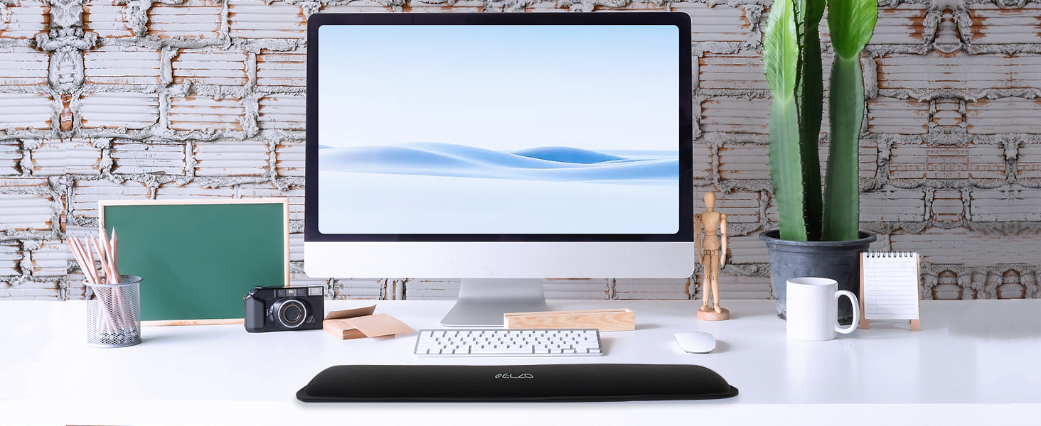 Підставка для зап'ястя ELZO для клавіатури з Memory Foam - ергономічна, чорна | Захист від синдрому зап'ястного каналу
