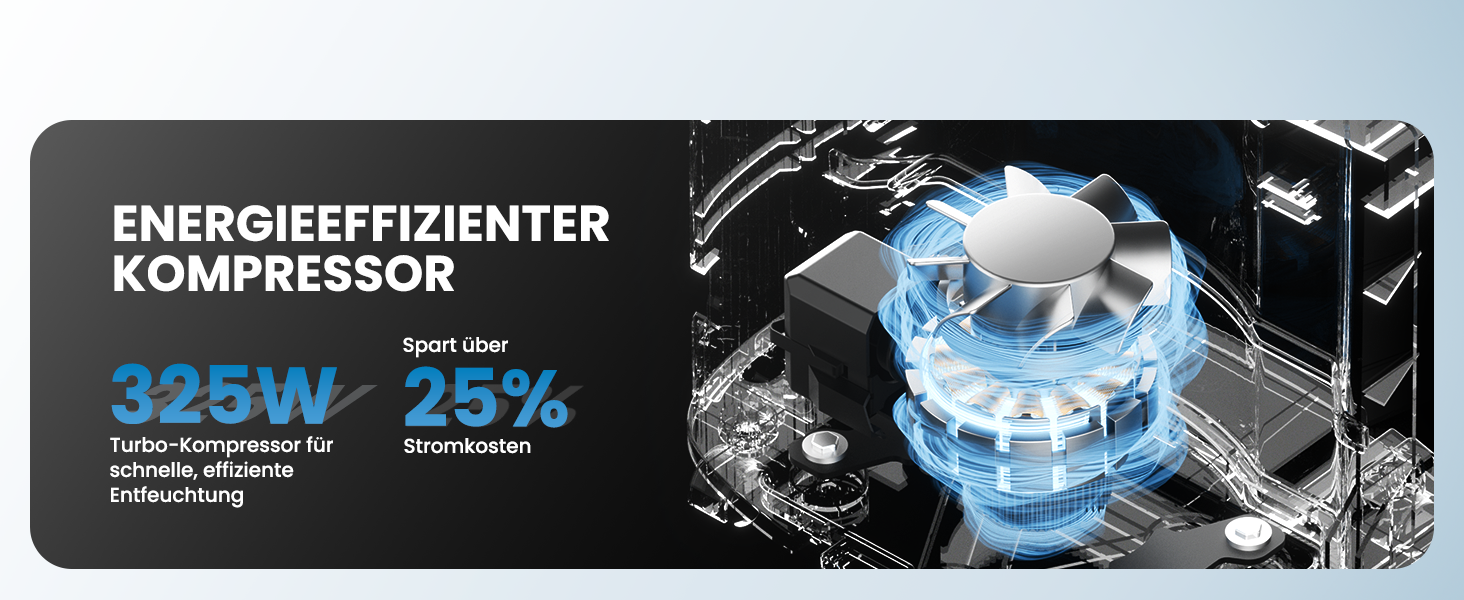 Електричний осушувач повітря 25л/день, 50㎡, з керуванням через додаток та сенсорною панеллю, для підвалу, бак 3.7л, злив по шлангу, 47dB, таймер 24г, захист від дітей, 3 роки гарантії