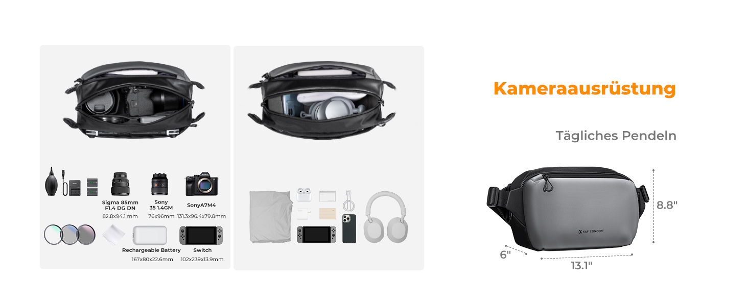 Рюкзак для камери K&F Concept, фотосумка, сірий (M), сумісний з Canon/Nikon/Sony/DJI Mavic