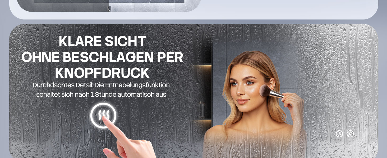 Дзеркало для ванної кімнати HySail з підсвічуванням, 5 мм, висока роздільна здатність, срібне покриття, 3 колірні температури та регульована яскравість, настінне дзеркало з сенсорним вимикачем та функцією проти запотівання (3 кольори + регулювання яскравості, 100 x 60 см)