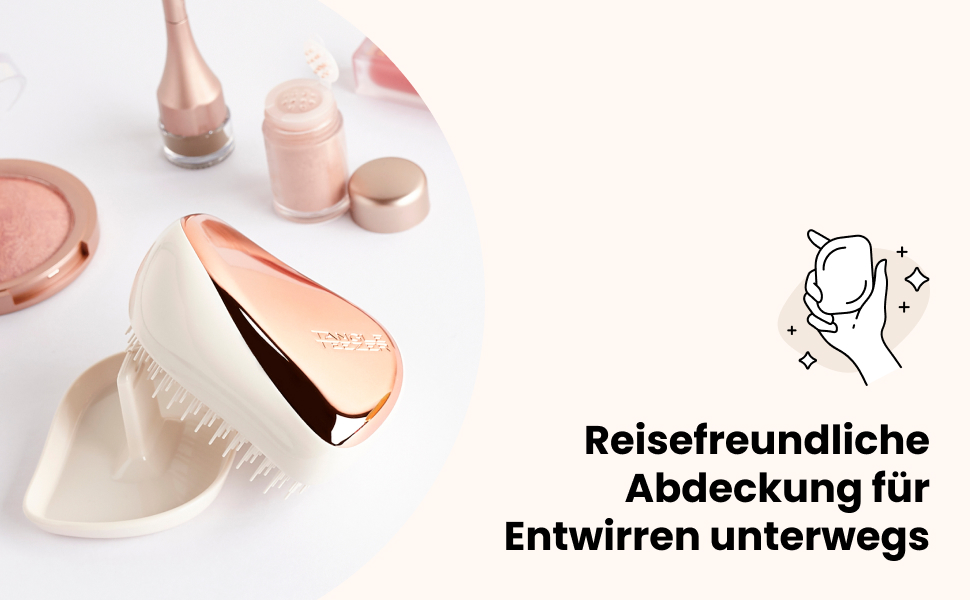 Тізер Tangle Teezer Compact Styler – Щітка для розчісування мокрого та сухого волосся. Підходить для всіх типів волосся. З захисною кришкою. Чорний & Рожеве золото