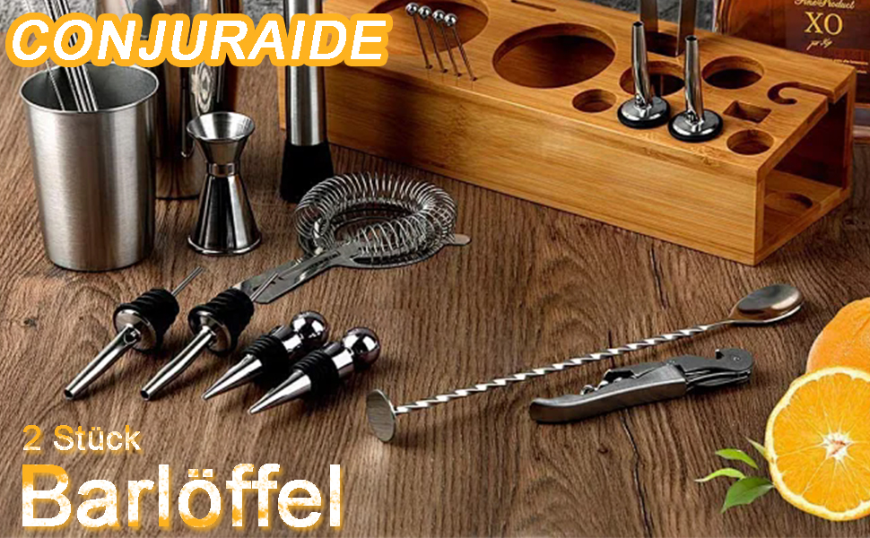 Набір з 2 барних ложок, 30 см, нержавіюча сталь. Ідеально для коктейлів, кави та десертів. Стильні ложки-йоршики для льоду та напоїв.