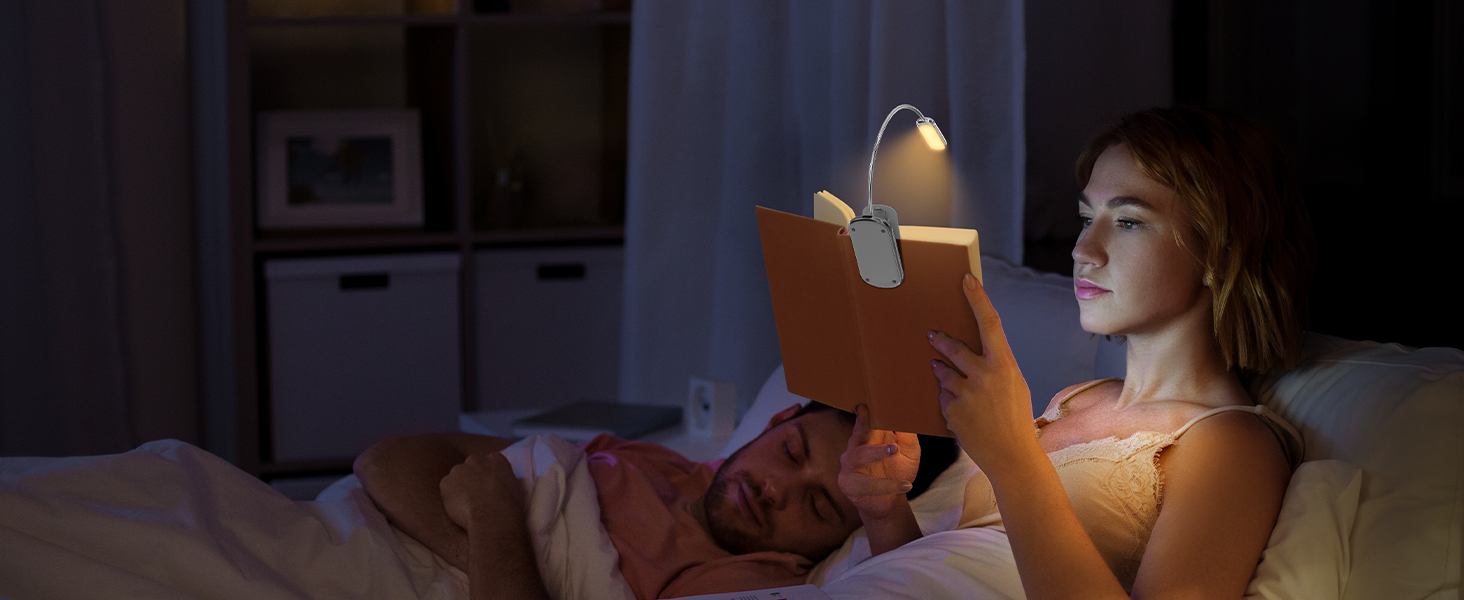 Glocusent Posh Premium Лампа для читання з кріпленням на книгу та таймером, 16 LED, акумулятор, час роботи 160 годин, 1800K, м'яке світло, 3 кольори та 5 рівнів яскравості, ідеально для читачів