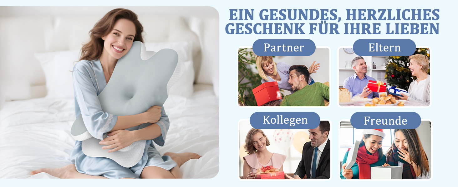 Ортопедична подушка для шиї з Memory Foam - для сну на боці, спині та животі з покриттям з льонової тканини (сіра)