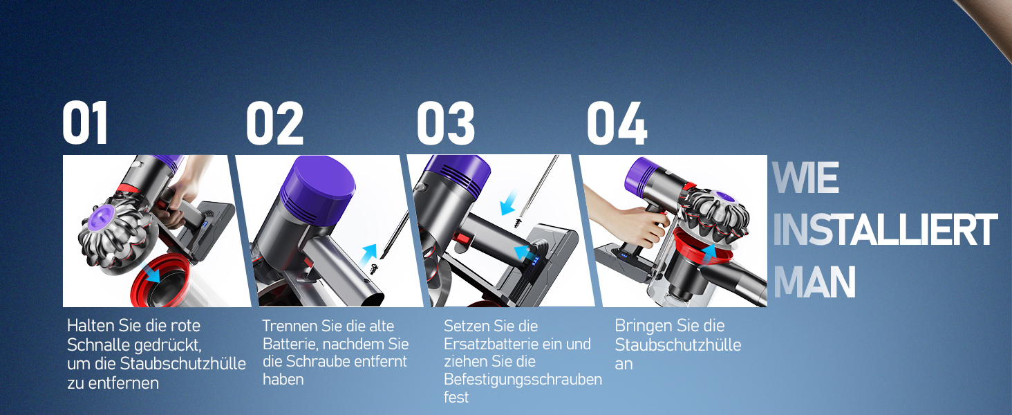 Акумулятор Keenstone 6500mAh для Dyson SV10 V8 Absolute Animal Motorhead Fluffy Slim Fluffy Total Clean Extra (з 2 фільтрами)