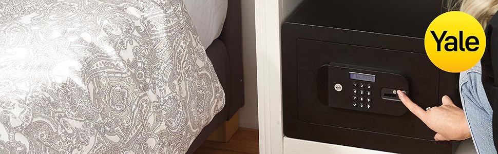 Сейф Yale YSEB400EG1 з електронним кодовим замком та LCD-дисплеєм, сталевий, 38.5 л, висока безпека (відбиток пальця, великий)