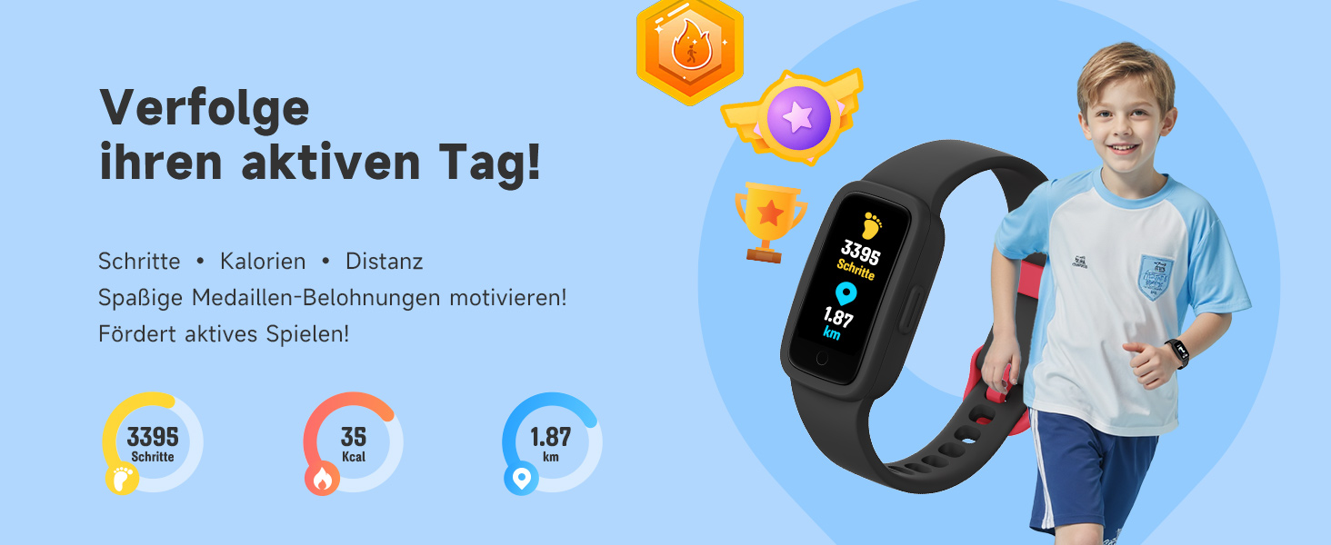 Дитячий фітнес-браслет BIGGERFIVE Vigor 3 з AMOLED дисплеєм, водонепроникний (3ATM), пульсометр, трекер сну, крокомір для дітей 5-12 років, чорний