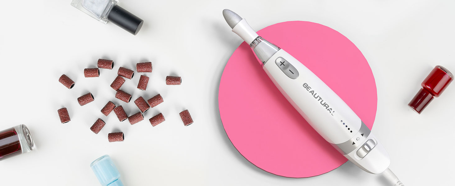 Набір для манікюру та педикюру Beautural, електричний фрезер для нігтів з LED-підсвічуванням, 10 насадок, для догляду за руками та ногами