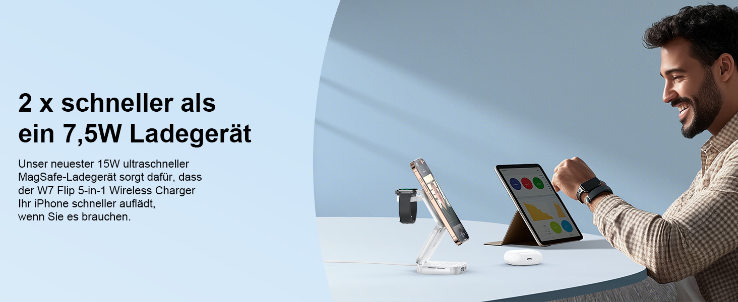 Зарядна станція 5 в 1 для iPhone з магнітним зарядним пристроєм, складний бездротовий зарядний пристрій для iPhone 17/16/15/14/13/12, AirPods Pro 3, Apple Watch S11/Ultra (Титан, Пісок пустелі)