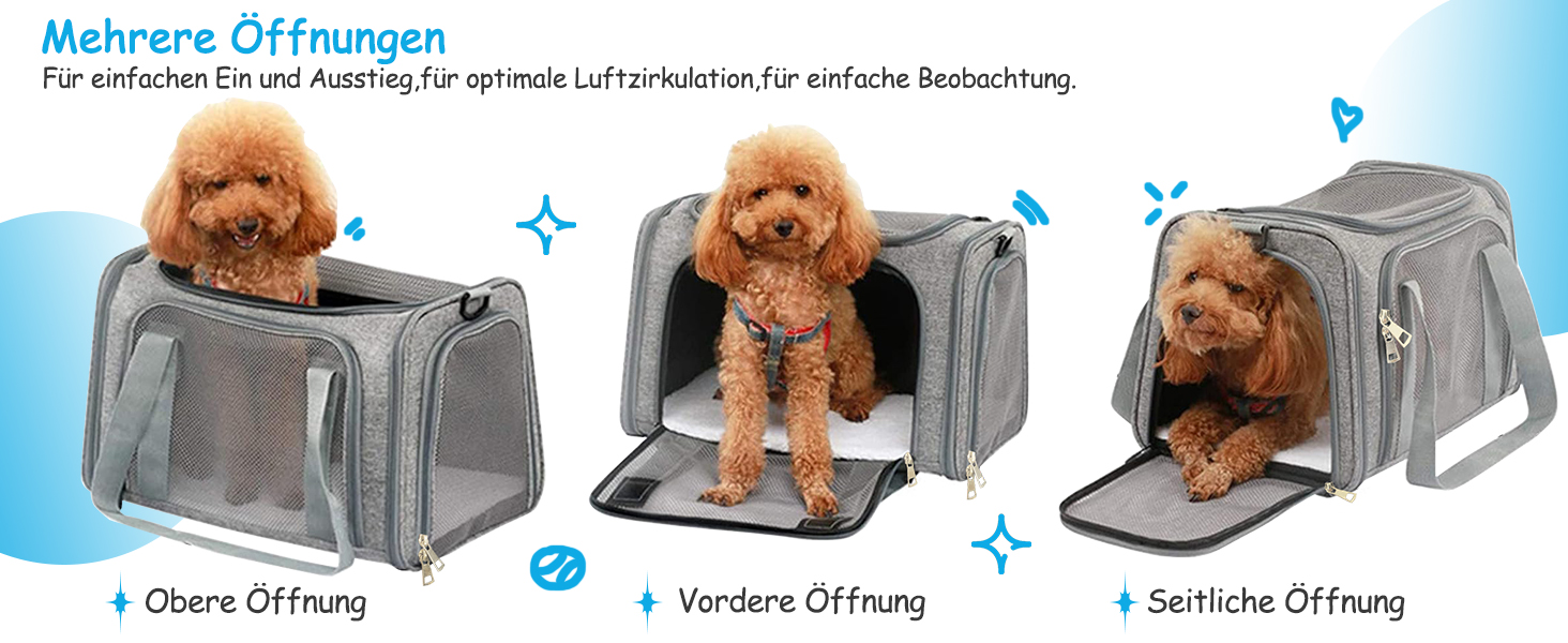 Транспортна сумка для кота та собаки, переноска для собак, складана переноска для котів, портативна, до 5 кг, переноска для середніх собак та котів (M, сіра) 43 x 28 x 28 см