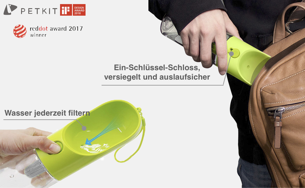 PETKIT Reiseflasche EVERSWEET Travel: пляшка для води для собак, 400 мл, зелений колір