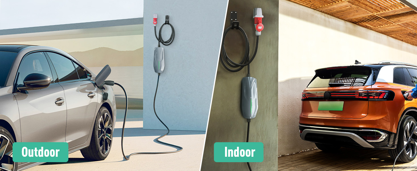 Мобільна зарядна станція (Wallbox) 11 кВт, CEE роз'єм, 6м, 3 фази, 6-16A, Type 2 кабель для електромобілів (EV/PHEV), IP66
