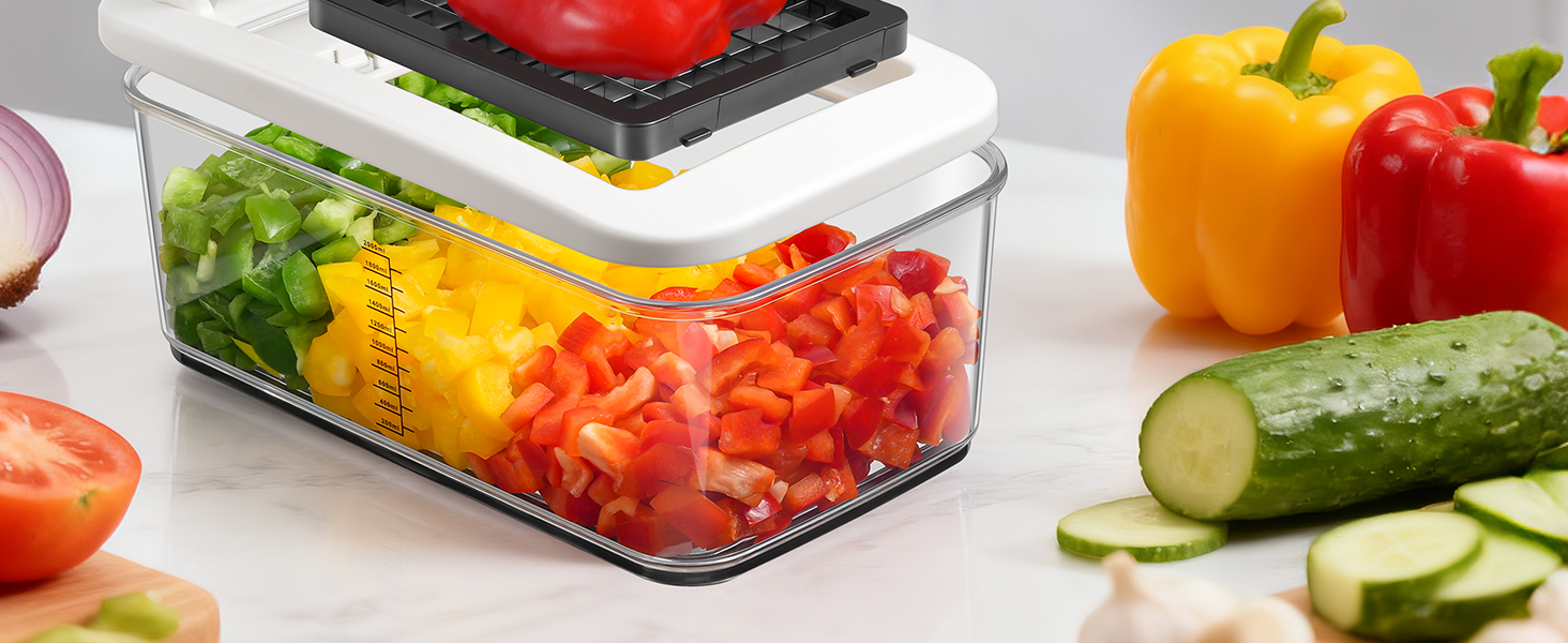Нарізчик овочів Sopito з 6 лезами, 2 л контейнер, захист рук та рукавички, овочева спіраль, овочевий чіпер