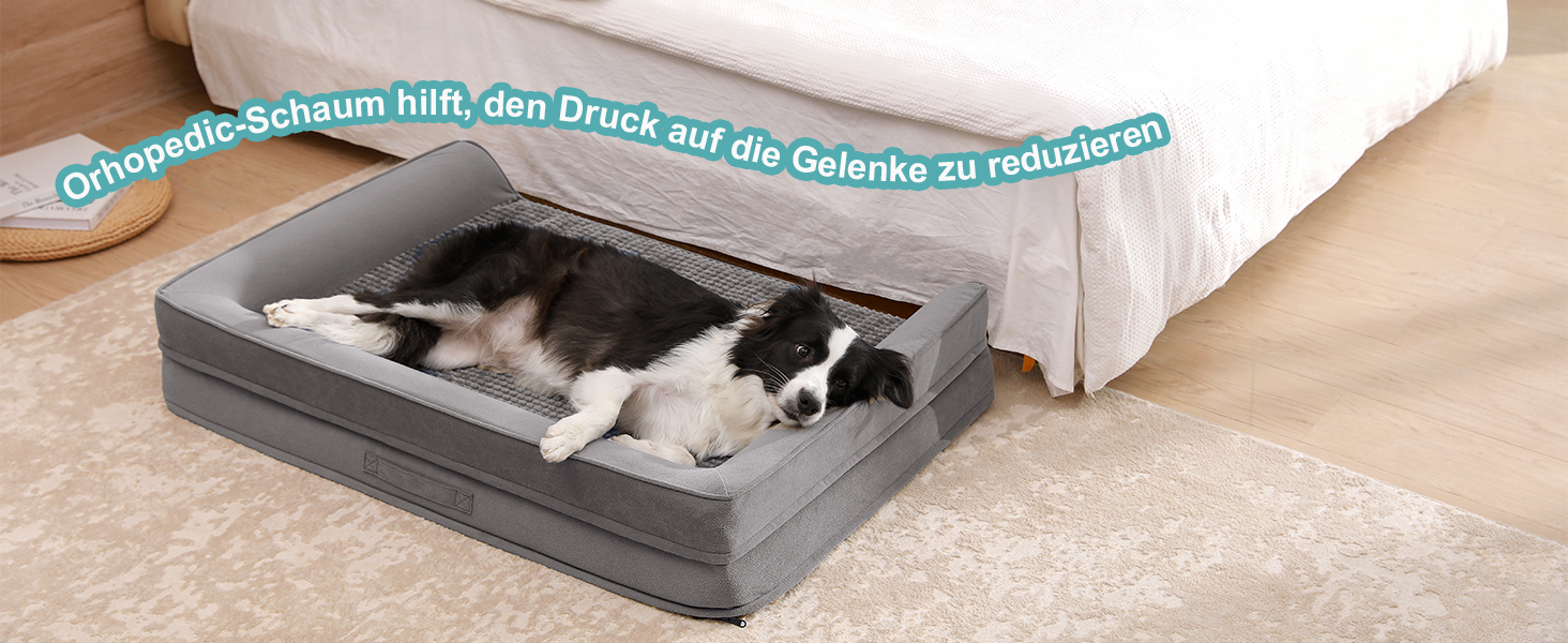 Ортопедичне ліжко для собак, маленьких порід, водовідштовхуваче, сіре, 76x51x19 см