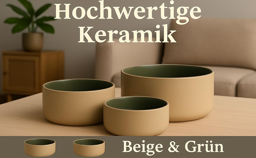 Миска для собак з кераміки, велика, 1.2л, антиковзаюча, бежево-зелена, Flamingo Anca, 1.2 л