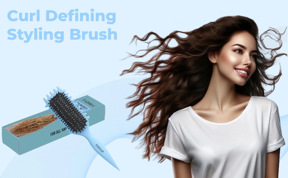 Щітка для волосся Lockenbürste Premium - для кучерявого волосся, біо-щітка з щетиною дикого кабана, 3-в-1 для створення локонів (Лілаковий, Світло-блакитний)