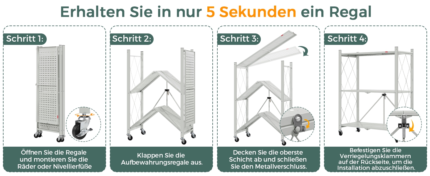 Deanic 5-Tier Folding Heavy-Duty Shelf Rack